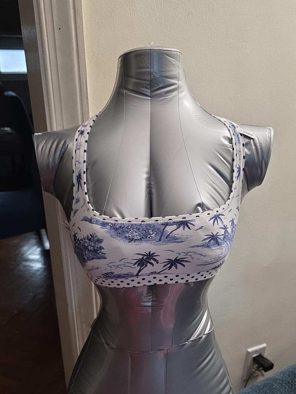 PINK Victoria's Secret Blue & White Palm-Print Bralette